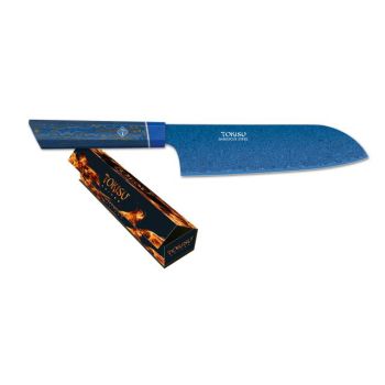 Cuchillo de Cocina Tokisu Santoku 17492 con hoja de acero Damasco 67 Capas de 19,5 cm y empuñadura de Micarta de 32,5 cm.