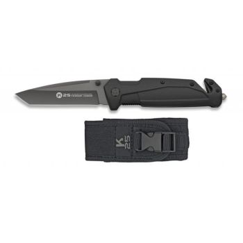 Navaja K-25 Táctica 18486 con hoja de acero 7Cr17Mov de 9 cm y empuñadura de Goma / Negro de 12,5 cm.