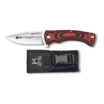 Navaja K-25 18867 con hoja de acero 7Cr17Mov de 9,8 cm y empuñadura de G10/Wengue rojo de 0 cm.