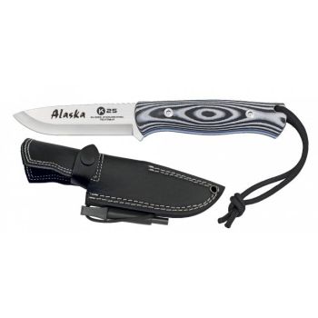 Cuchillo Bushcraft K-25 Survival Alaska 32621 con hoja de acero 7Cr17Mov de 11 cm y empuñadura de G10 - CNC de 12 cm.