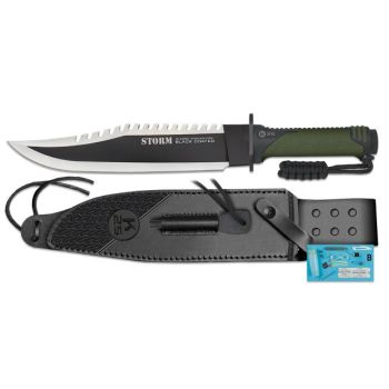 Cuchillo Táctico K-25 Storm 32695 con hoja de Acero Inox R32895 de 25,5 cm y empuñadura de SFL-Goma/Verde de 12,7 cm.