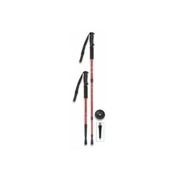 Bastón Trekking Aluminio 3 Tramos Rojo