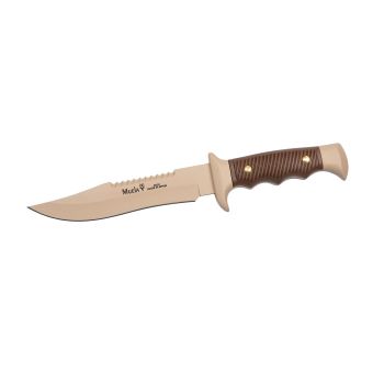 Cuchillo Muela 5162-D con hoja de acero Nitro 42 de 16 cm y empuñadura de zamak lacado arena y ABS marrón de 11 cm