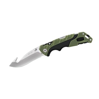 Navaja Buck FOLDING PURSUIT GRANDE VERDE GANCHO 0660GRG con hoja de acero 420HC de 8,9 cm y empuñadura de Caucho de 12,7 cm