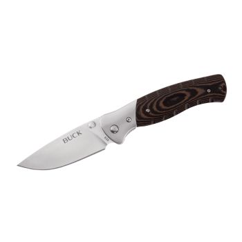 Navaja Buck SELKIRK FOLDING PEQUEÑA NEGRO/MARRÓN 835BRS con hoja de acero 420HC de 8,2 cm y empuñadura de Micarta de 10,8 cm