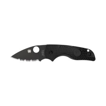 Navaja Spyderco LIL' NATIVE FRN BLACK BLADE SERRATED C230SBBK con hoja de acero inoxidable CTS-BD1N de 6.1 cm y empuñadura de Nylon FRN negro de 8.9 cm