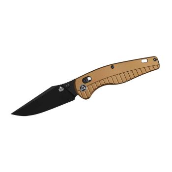 Navaja QSP REPTILE ALUMINIUM negra QS165-A2 Champán con hoja de acero Acero inoxidable 14C28N de 8.5 cm y empuñadura de Aluminio de 10.8 cm