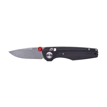 Navaja Acta Non Verba A090 BB STONEWASH SANDVIK G10 BLACK / ALOCK A090-001 con hoja de acero Sandvik 14C28N de 7 cm y empuñadura de G-10 de 10,5 cm