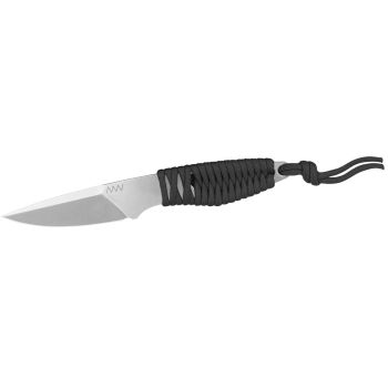 Cuchillo Acta Non Verba P100 SANDVIK STONEWASH BLACK PARACORD ANVP100-048 con hoja de acero Sandvik 14C28N de 7,5 cm y empuñadura de paracord de 11 cm