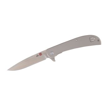 Navaja Al Mar ULTRALIGHT TITANIUM FALCON 3.15" con hoja de acero para herramientas D2 de 8 cm y empuñadura de Titanio TC4 de 10 cm
