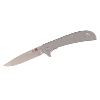 Navaja Al Mar ULTRALIGHT TITANIUM EAGLE 4" con hoja de acero para herramientas D2 de 10.2 cm y empuñadura de Titanio TC4 de 12 cm