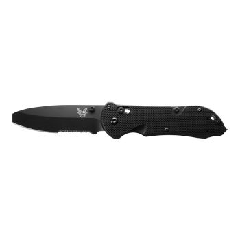 Navaja Benchmade TRIAGE 916SBK NEGRA COMBO con hoja de acero Acero inoxidable N680 Ultra de 8.6 cm y empuñadura de G-10 de 12.4 cm