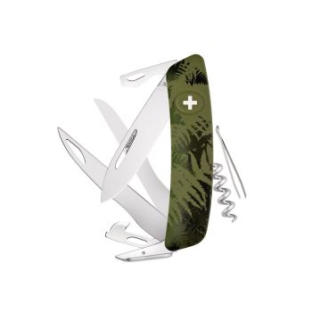 Navaja Multiusos Swiza C07 CAMOUFLAGE SCISSORS olivo helecho con hoja de acero 440 de 7,5 cm