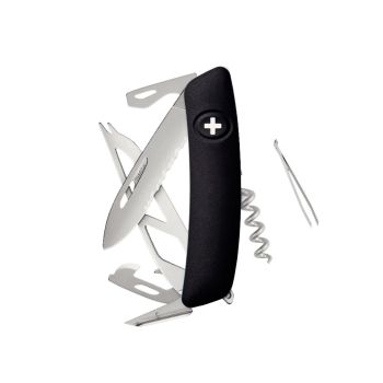 Navaja Multiusos Swiza CH05TR AM CHEESE negra con hoja de acero 440 de 7,5 cm
