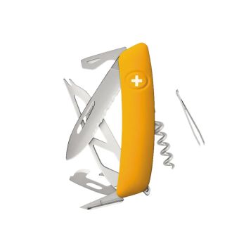 Navaja Multiusos Swiza CH05TR AM CHEESE amarillo dorado con hoja de acero 440 de 7,5 cm