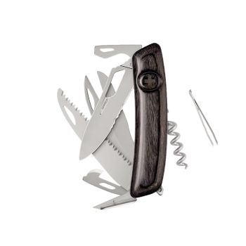 Navaja Multiusos Swiza SH09TR AM SAW & SCISSORS WAVY EDGE laminado negra con hoja de acero 440 de 7,5 cm