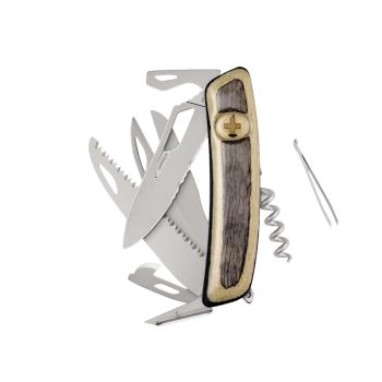 Navaja Multiusos Swiza SH09TR AM SAW & SCISSORS WAVY EDGE laminado blanco con hoja de acero 440 de 7,5 cm
