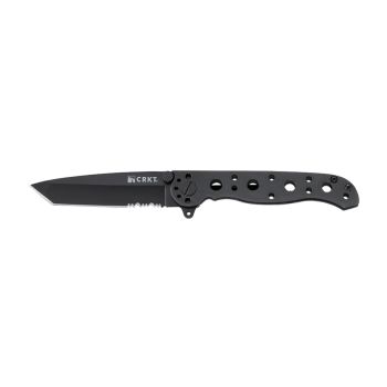 Navaja Crkt M16-SS EDC TANTO BLACK M16-10KS FILO MIXTO con hoja de acero 8Cr14MoV de 7,8 cm y empuñadura de Acero inoxidable de 10 cm