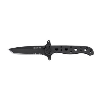 Navaja Crkt M16-SS EDC TANTO BLACK DUAL-HILT M16-10KSF FILO MIXTO con hoja de acero 8Cr14MoV de 7,5 cm y empuñadura de Acero inoxidable de 10,3 cm