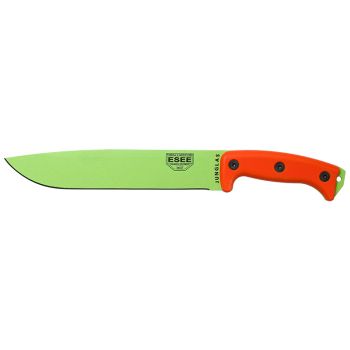 Cuchillo Junglas - Hoja Venom Green - Naranja con hoja de acero Carbono de 26.5 cm y empuñadura de G-10 de 15.5 cm