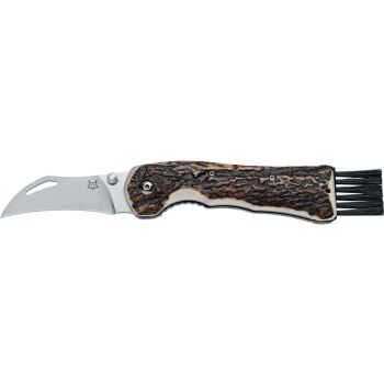 Navaja setera Fox FOX SPORA FX-409 CE con hoja de acero 12C27 de 6.5 cm y empuñadura de  Asta de ciervo de 11 cm