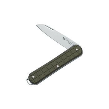 Navaja Fox Vulpis - Grenade Pattern FX-VPGP130 MG con hoja de acero N690Co de 5.5 cm y empuñadura de Aluminio anodizado verde militar de 8 cm