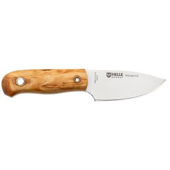 Cuchillo nórdico HELLE 201620 Mandra FG con hoja de acero 12C27 de 6.9 cm y empuñadura de Ronce de Abedul rizado y fibra vulcanizada de 8.1 cm