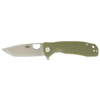 Navaja Honey Badger Small Tanto Verde 1343 con hoja de acero 8Cr13MoV de 7.1 cm y empuñadura de FRN de 9.5 cm