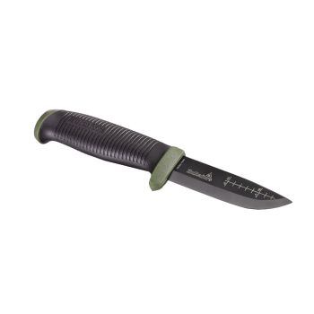Cuchillo Bushcraft Hultafors OK4380270) con hoja de acero carobno de 9,3 cm y empuñadura plástica de 11,6 cm