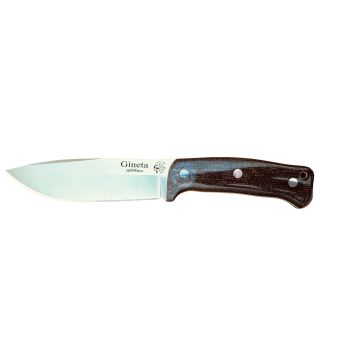 Cuchillo J&V Gineta con hoja de acero Böhler N690Co de 14,5 cm y empuñadura yute con separador negro de 11,7 cm