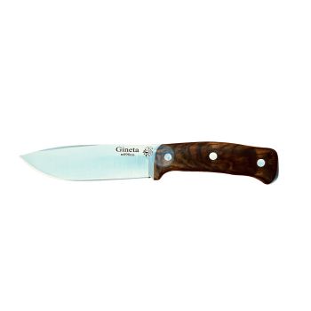 Cuchillo J&V Gineta con hoja de acero Böhler N690Co de 14,5 cm y empuñadura nogal con separador negro de 11,7 cm