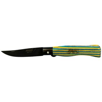 Navaja MAM Colors Azul Amarillo y verde con hoja de acero Acero inox de 9.00 cm y empuñadura de Abedul laminado de 13.00 cm