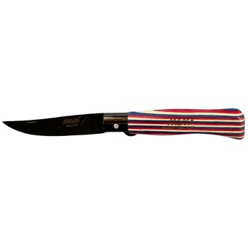 Navaja MAM Colors Azul Blanc y rojo con hoja de acero Acero inox de 9.00 cm y empuñadura de Abedul laminado de 13.00 cm