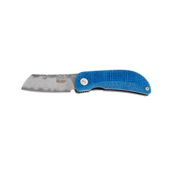 Compre aquí su Navaja MCUSTA PETIT Micarta Azul y negra MC-212D con hoja de acero Damasco de 4,8 cm y empuñadura de Micarta de 7 cm, ¡somos su cuchillería de Albacete!