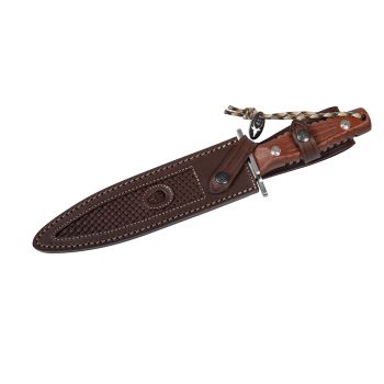 Cuchillo Muela DG-21C con hoja de acero molibdeno vanadio de 21 cm y empuñadura de micarta marrón con rebajes.