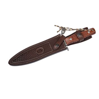 Cuchillo Muela DG-21R con hoja de acero molibdeno vanadio de 21 cm y empuñadura de micarta marrón con rebajes.
