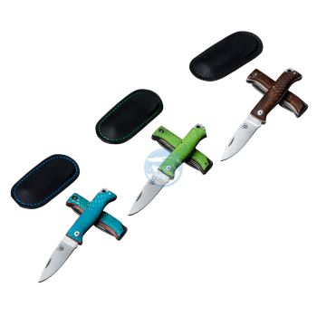 Navaja modelo 332 MT-10 hoja de acero MoVa 1.4116 de 5,5 cm empuñadura de juma de 6,5 cm