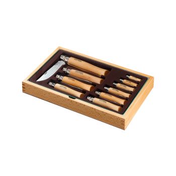 Caja de colección de navajas Nº2 al 12 de Opinel con cristal