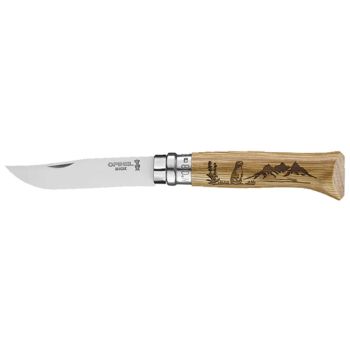 Navaja OPINEL Nº08 Animalia Marmota 003227 con hoja de acero Acero inoxidable de 8.5 cm y empuñadura de Roble de 11 cm