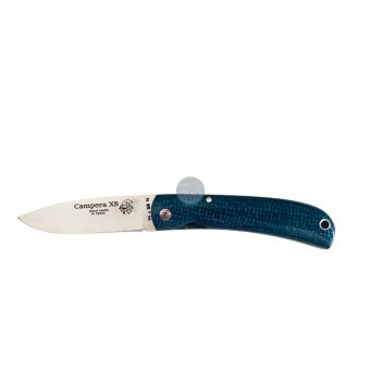 Navaja J&V CAMPERA XS con hoja de acero Sandvik 14c28N de 7 cm y empuñadura de micarta turquesa de 8,7 cm