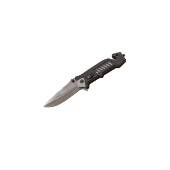Navaja JKR PRO 10.023 con hoja de acero D2 de 8,5 cm y empuñadura de Aluminio engomado.