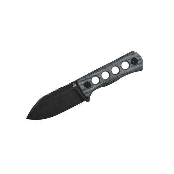 Cuchillo QSP CANARY Micarta STW Negro QS141-D2 Denim azul con hoja de acero 14C28N, Lavado a la piedra en negro de 6,3 cm y empuñadura de Micarta azul denim de 7 cm