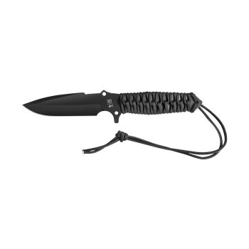 Cuchillo TB OUTDOOR Maraudeur Paracord 550 Liso - Negro con hoja de acero Acero MOX de 11.3 cm y empuñadura de Paracord de 13.3 cm