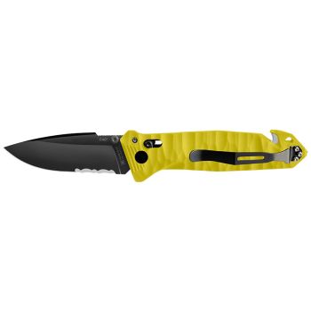 Navaja TB OUTDOOR CAC Mixto texturizado - 4 funciones - Amarillo con hoja de acero Nitrox de 8.5 cm y empuñadura de PA6 texturizado de 15.3 cm
