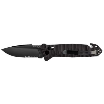 Navaja TB OUTDOOR CAC Mixto texturizado - 4 funciones - Negro con hoja de acero Nitrox de 8.5 cm y empuñadura de PA6 texturizado de 15.3 cm