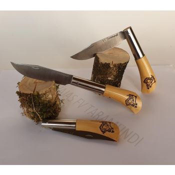 Navaja boj natural pirograbado cabeza de jabali