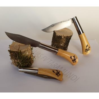 Navaja boj natural pirograbado cabeza venado