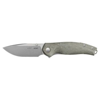Navaja Viper Vale CV V6006CV con hoja de acero CPM MagnaCut de 6,8 cm y empuñadura de Micarta canvas verde de 11,6 cm