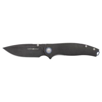 Navaja Viper Vale DTBL V6007DTBL con hoja de acero CMP MagnaCut de 6,8 cm y empuñadura de Titanio lavado a la piedra negro de 11,6 cm