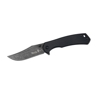 Navaja Muela VIBORA-10G con hoja de acero D2 de 7.6 cm y empuñadura de G10 negro sin textura.